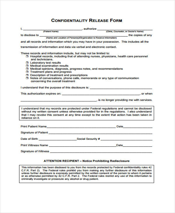 FREE 21+ Sample Patient Release Forms in PDF | MS Word