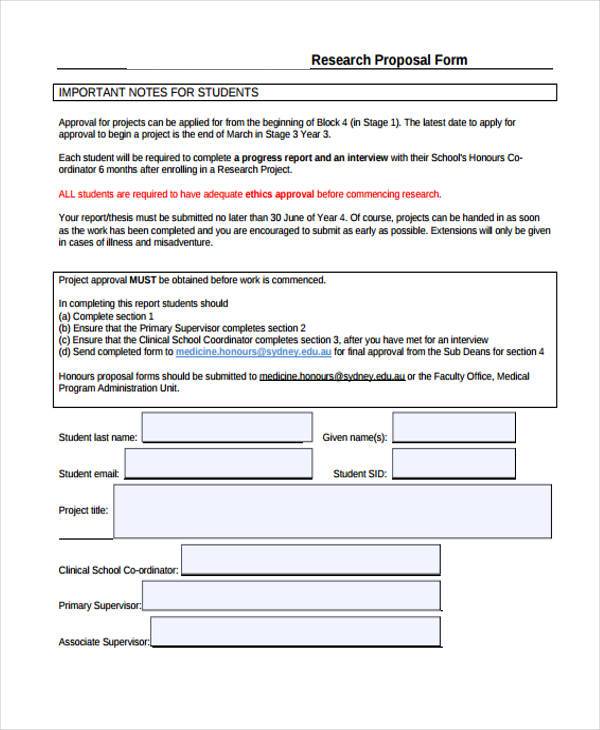 FREE 12+ Research Proposal Forms in PDF | MS Word