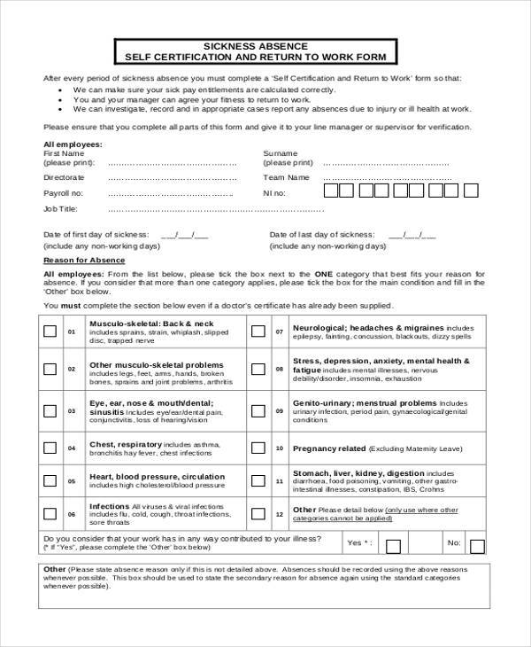 doctors self certificate form