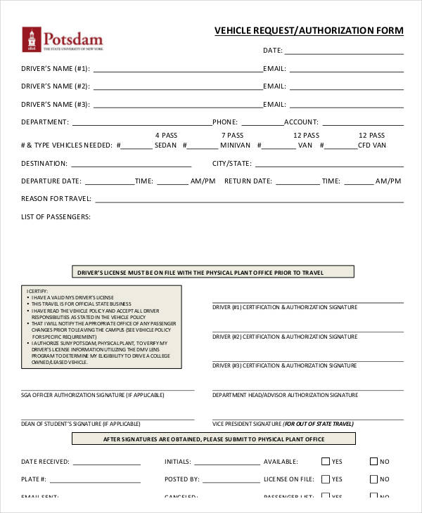 driver vehicle authorization form in pdf
