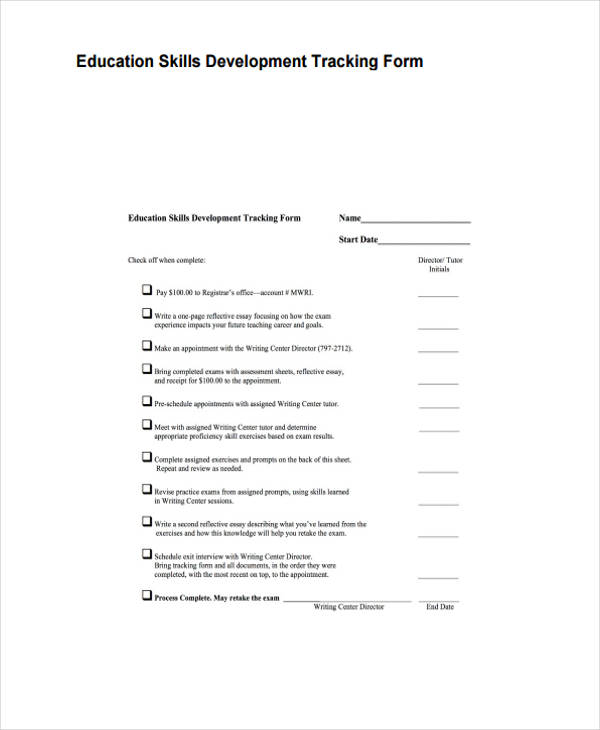 education development tracking form