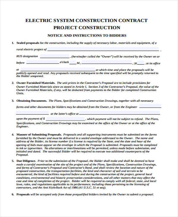 electrical contractor proposal form