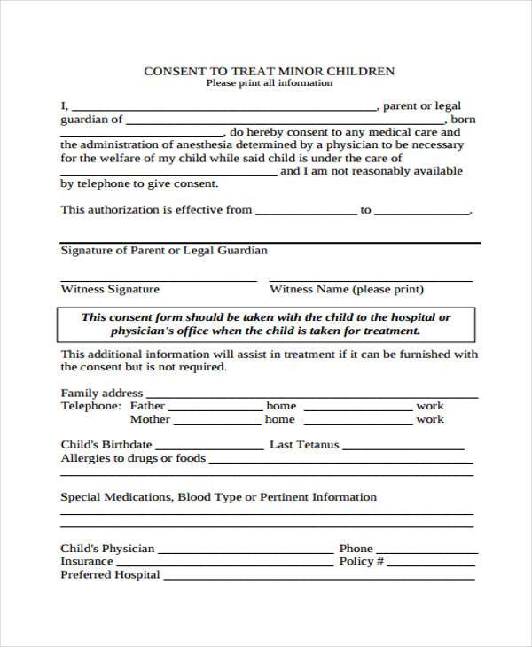 emergency medical consent form for child1