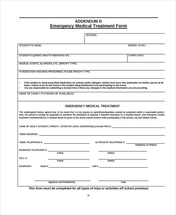 FREE 21+ Emergency Release Form Examples in PDF MS Word