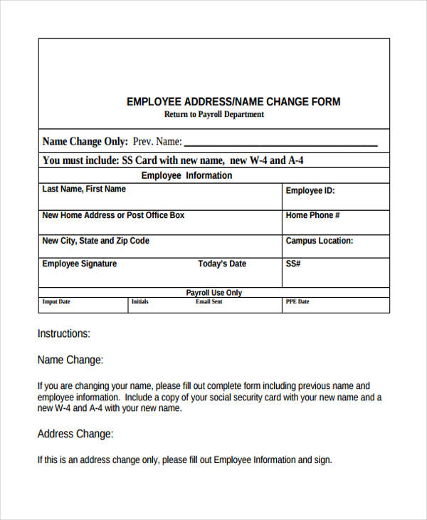 FREE 35 Change Forms In PDF