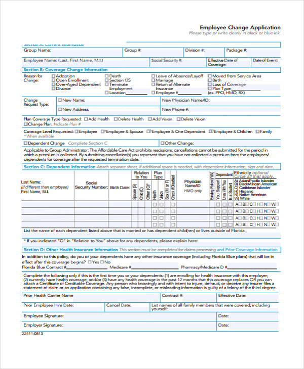 FREE 32+ Change Forms in PDF MS Word Excel