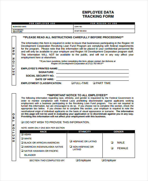 employee data tracking form1
