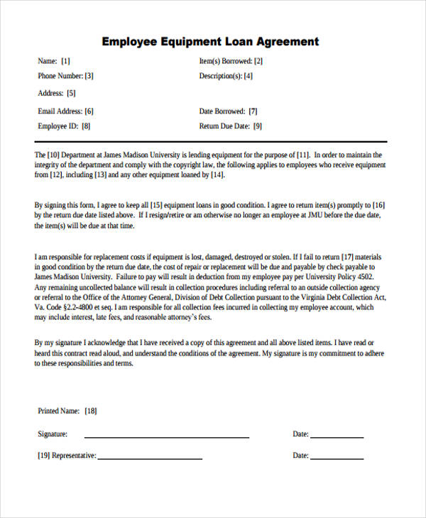 employee equipment loan agreement form1