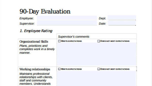 employee evaluation form examples