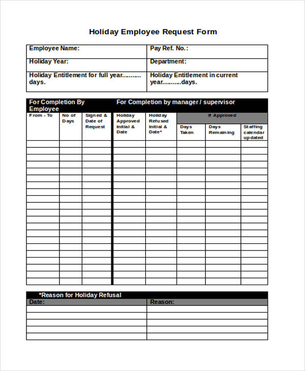 employee holiday request form2