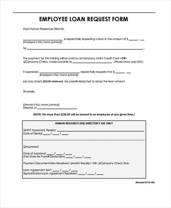 employee loan requisition form