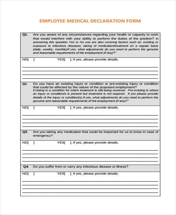 employee medical declaration form1