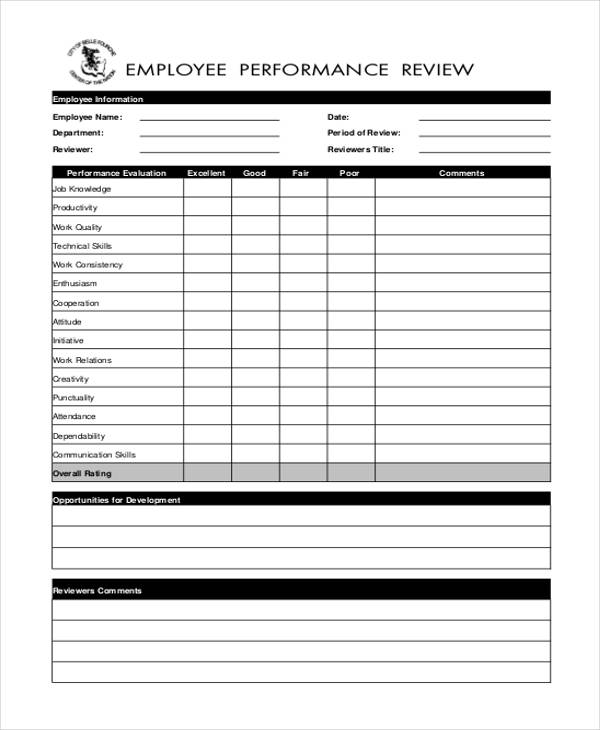 FREE 41+ Employee Evaluation Form Samples, PDF, MS Word, Google Docs, Excel