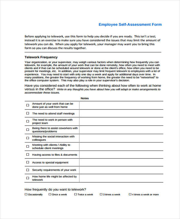 employee self assessment form