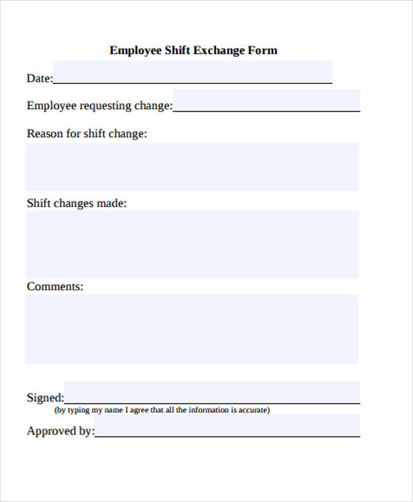 employee shift change form1