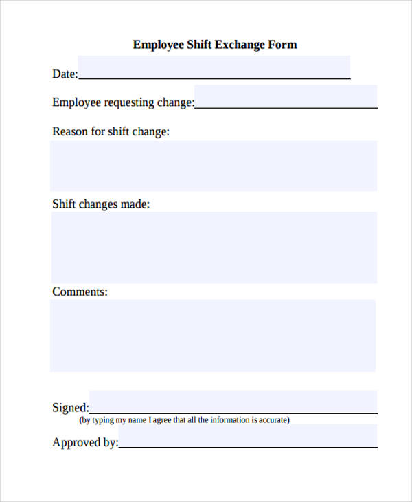employee shift exchange form