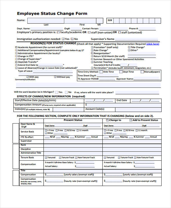 employee status change form3