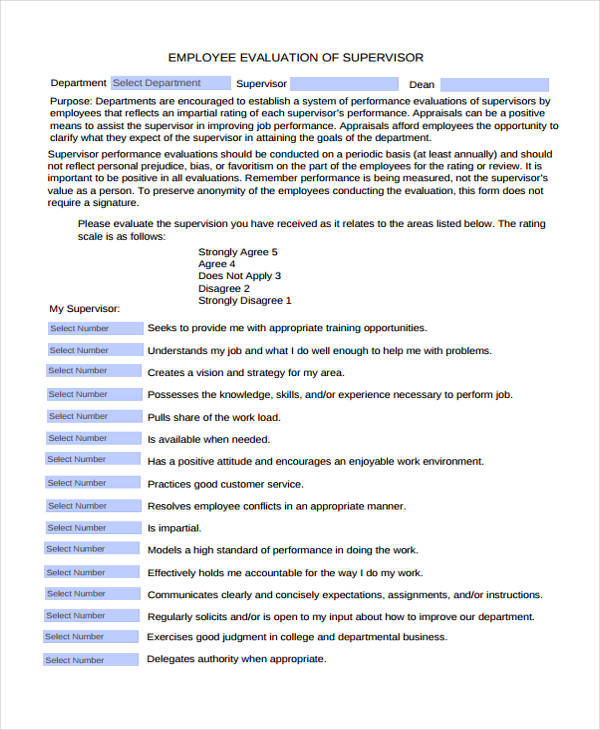 Free 29 Sample Employee Evaluation Forms In Pdf Ms Word Excel 9476