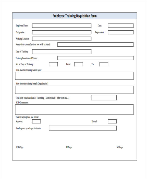 Free 40 Sample Requisition Forms In Excel Pdf Ms Word 6284