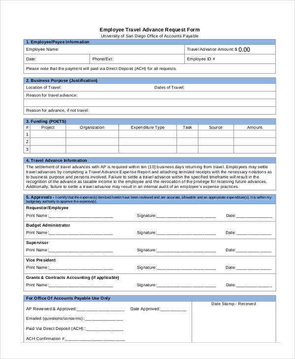 FREE 47 Sample Travel Request Forms In PDF MS Word