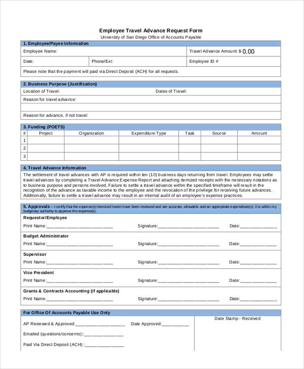 Travel Request Form For Employees Template 5521