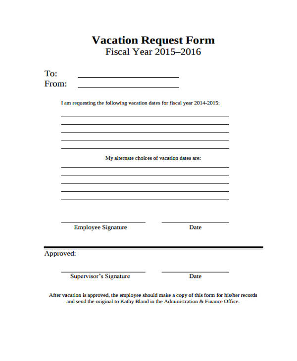 employee vacation request form