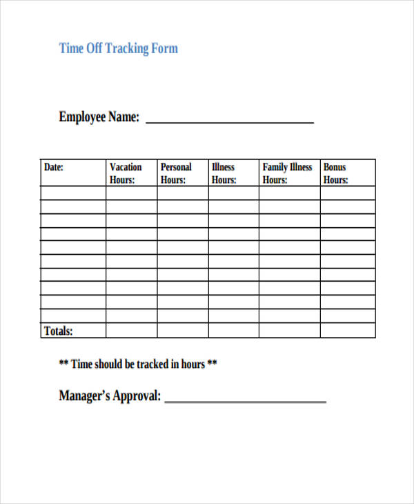 employee vacation tracking form