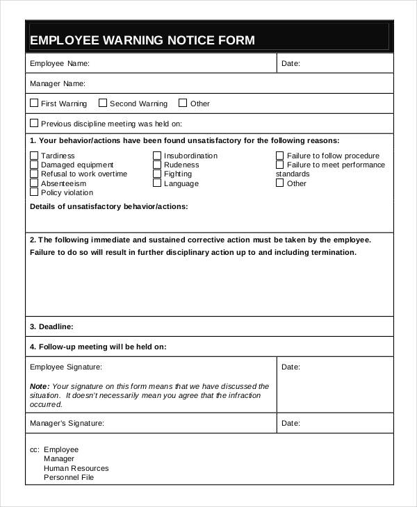 employee warning notice form2