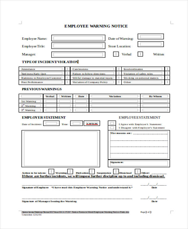 employee warning notice form3
