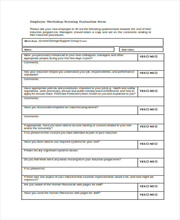 FREE 28+ Training Evaluation Forms in PDF MS Word