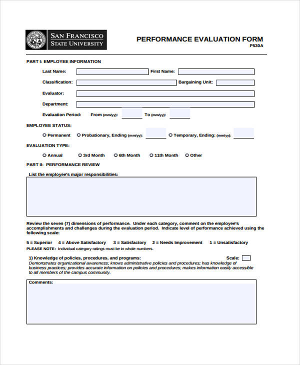 employee daily performance evaluation form
