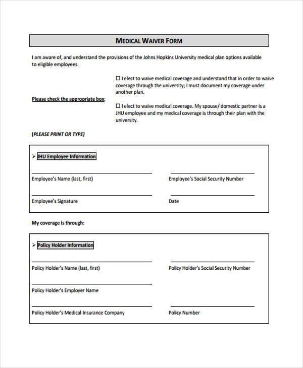employee medical waiver form