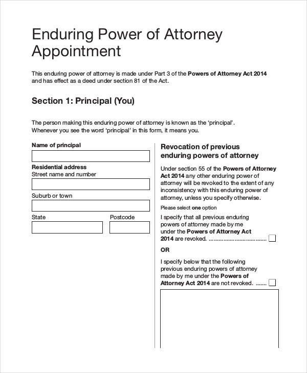 enduring power of attorney appointment form1