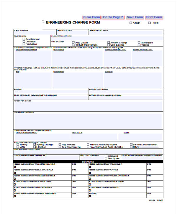 engineering change form