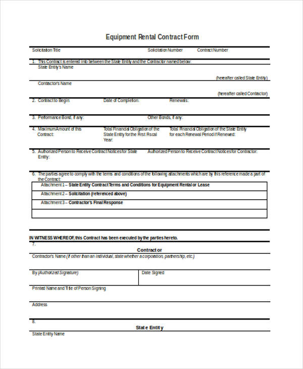 equipment rental contract form1
