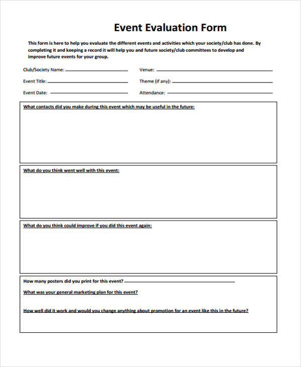 event evaluation form example