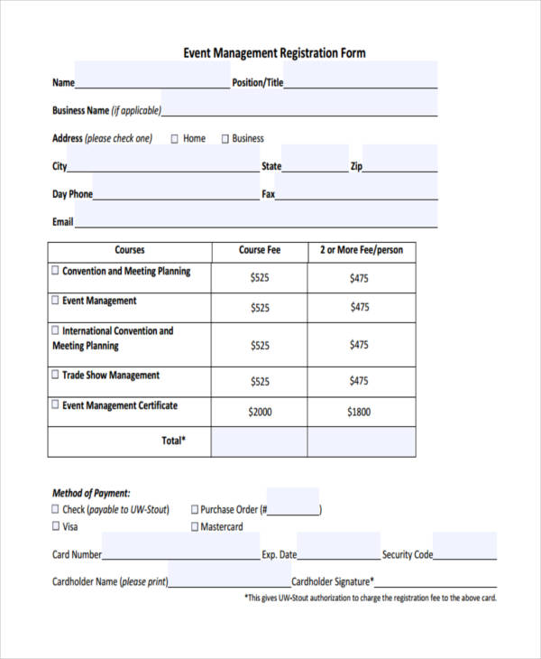 FREE 38+ Sample Event Forms in MS Word PDF