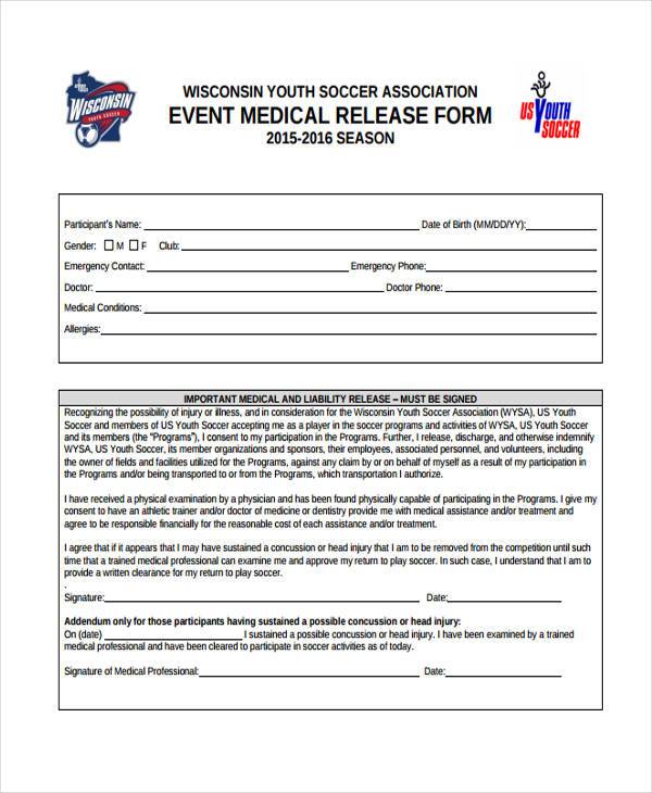 event medical release form