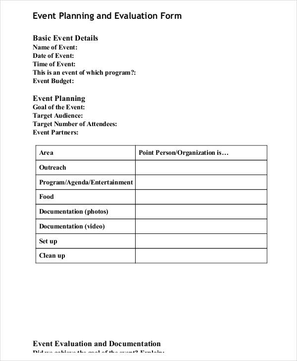 event planning evaluation form1