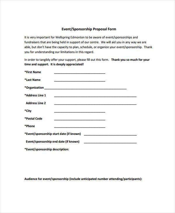 event sponsorship proposal form