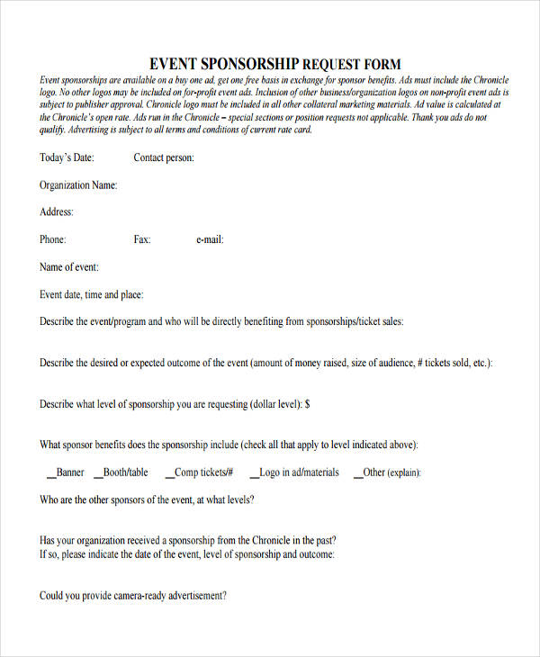 event sponsorship request form