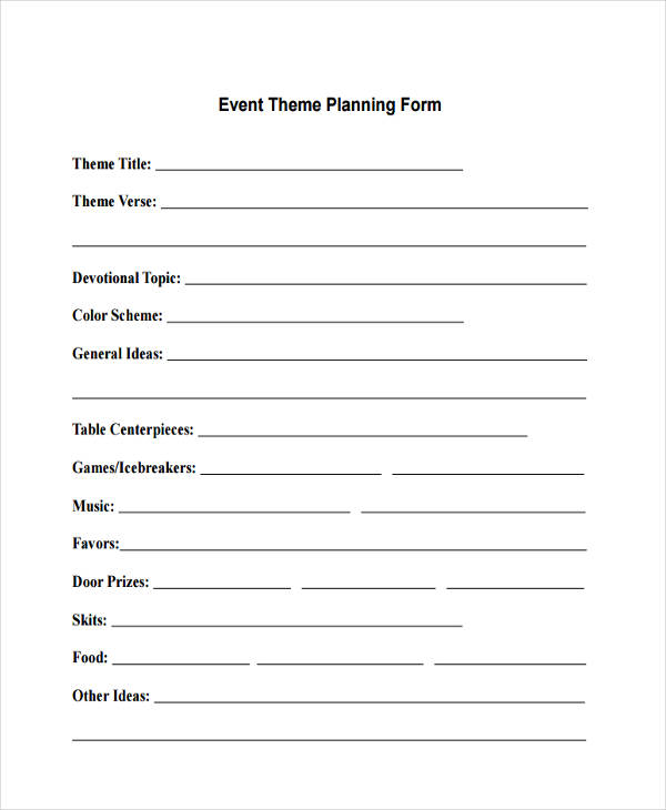event theme planning form