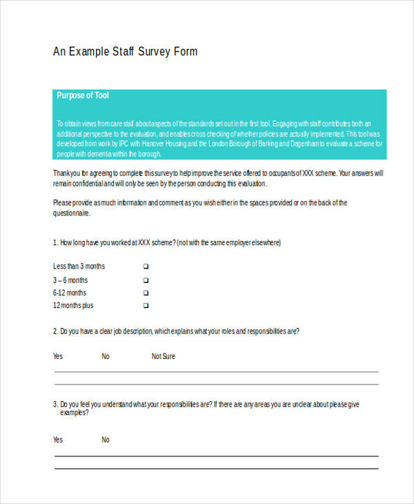 example staff survey form