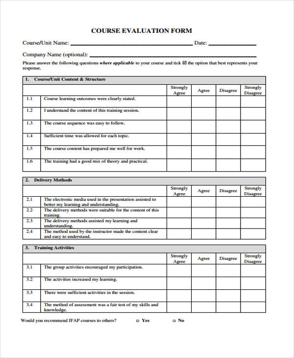 FREE 26+ Printable Training Evaluation Forms in PDF MS Word