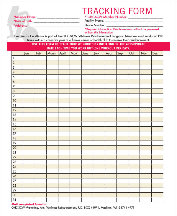 exercise excellence tracking form