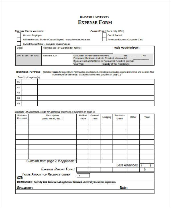 FREE 44+ Expense Forms in PDF | MS Word | Excel