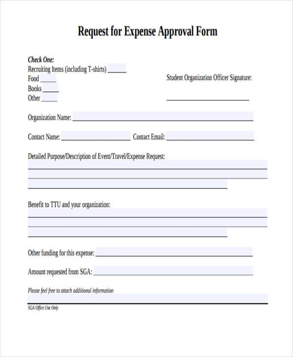 expense request approval form