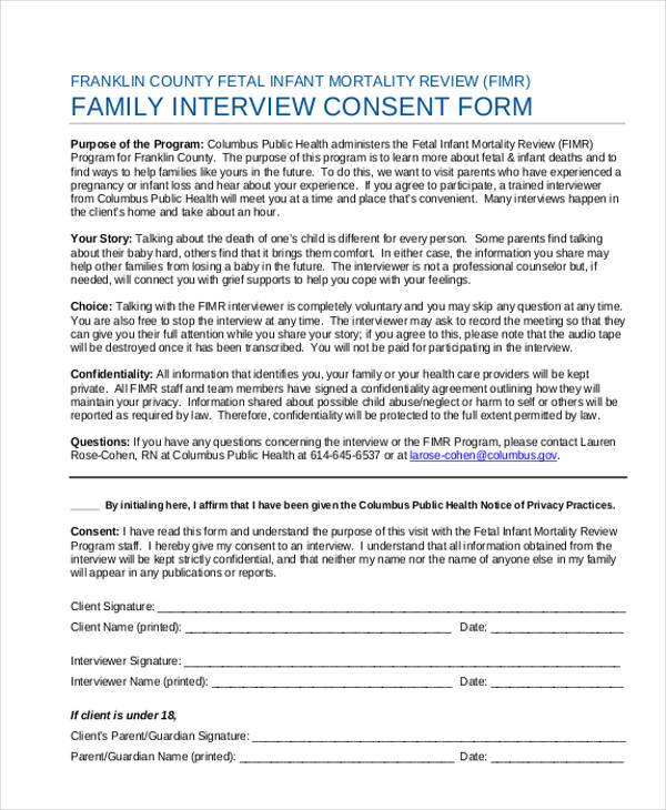 family interview consent form