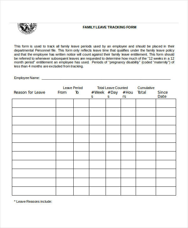 family leave tracking form1