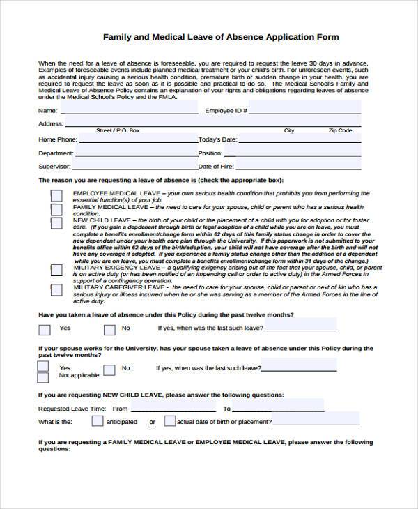 family medical application form1